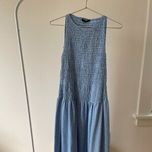 Zara Smocked Gingham Dropwaist Midi Dress